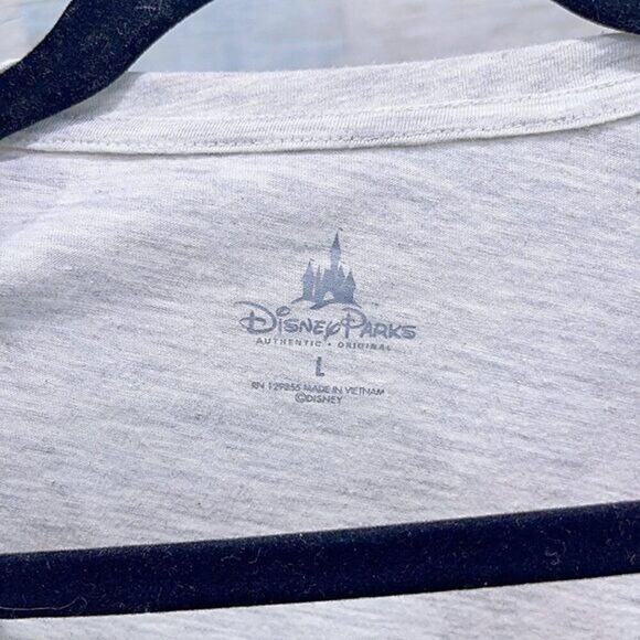 WALT DISNEY WORLD V Neck Graphic Tee Gray Mickey Mouse CottonWomens Large - Picture 4 of 5